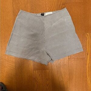 Equipment Black and White Gingham High-Waist Shorts